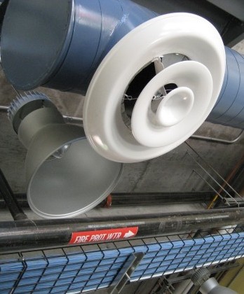 The industrial look is a common trend in current building
      design.